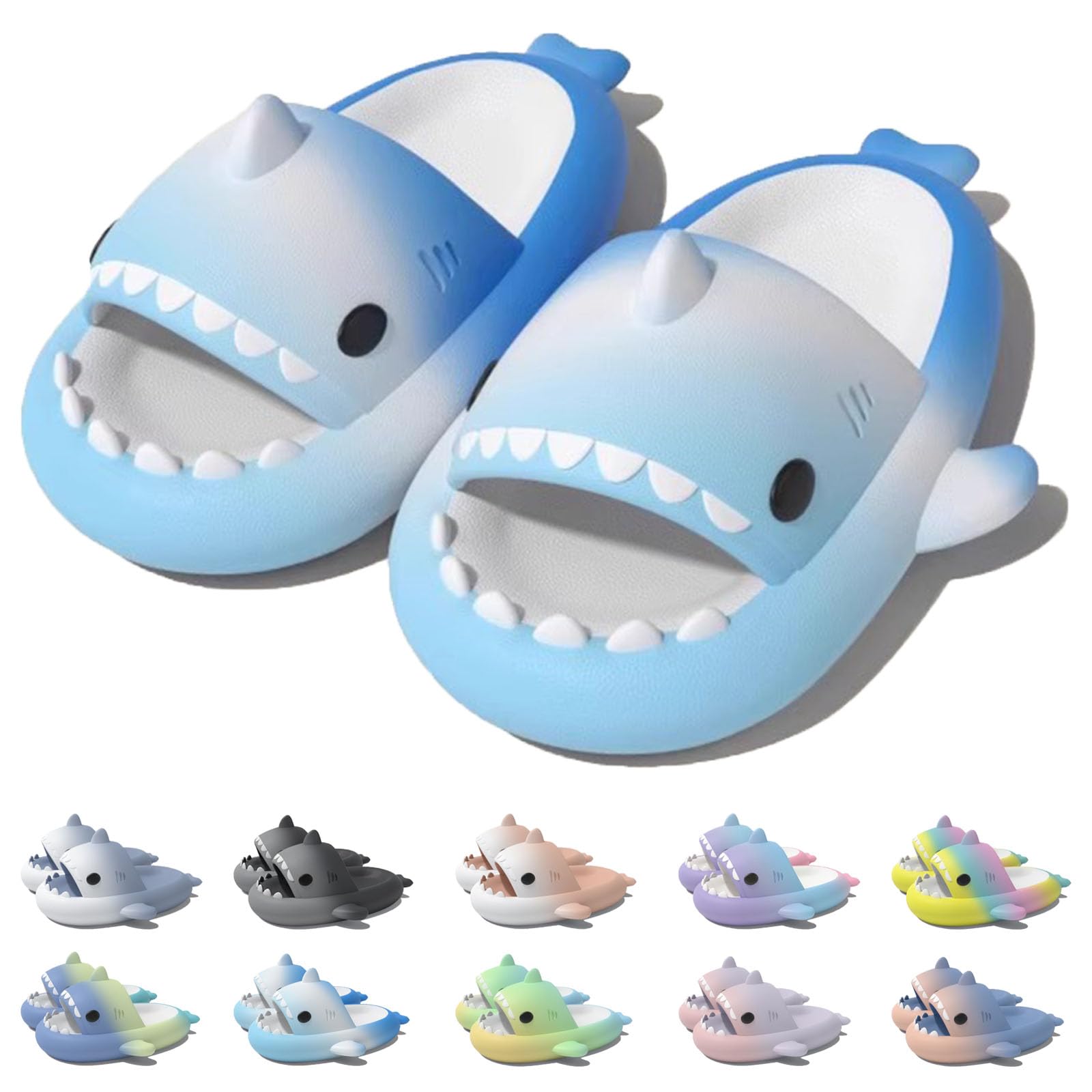 Jfxgjuv Shark Slides Kids, Boys Girl Cloud Shark Slides Non-Slip Novelty Open Toe Sandals Thick Sole Beach Pool Shower Shoes Slippers