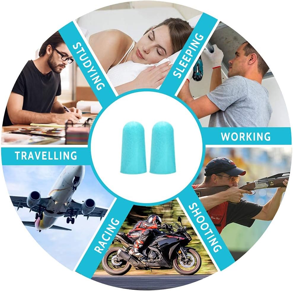 LYSIAN Lake Blue Ultra Soft Foam Earplugs 60 Pairs with Reusable Silicone Earplug, 38dB SNR Ear Plugs, Sleeping, Snoring, Work, Shooting and All Loud Events : Health & Household