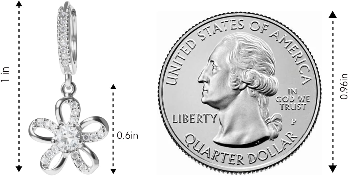 Silver Flower Earrings – Elegant Flower Hoop Earrings with Cubic Zircon Details, Dainty Floral Dangle Earrings for Women, Versatile Floral Drop Jewelry for Everyday Wear - Image 3