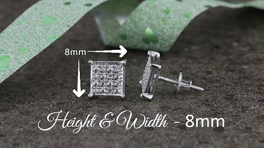 Dazzlingrock Collection Black Diamond Stud Earrings - Round Ice Cube Square Prong Setting, 925 Sterling Silver, 0.08 CTW