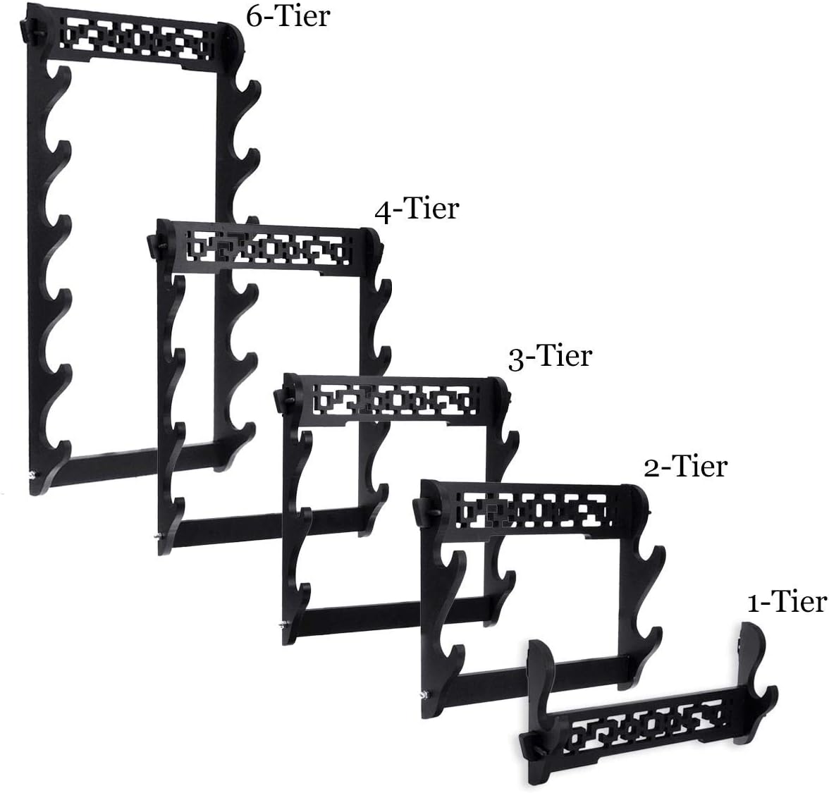 Sword Holder Wall Mount Samurai Sword Stand Display Katana Wakizashi Tanto Wall Hanger Sword Rack,6 Tier