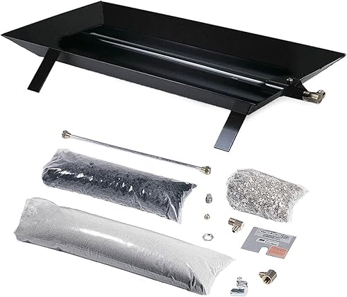 Rasmussen Kit de quemador de chimenea ventilado personalizado con patas de correa (CS30W-B-N), gas natural, 30 x 16 pulgadas