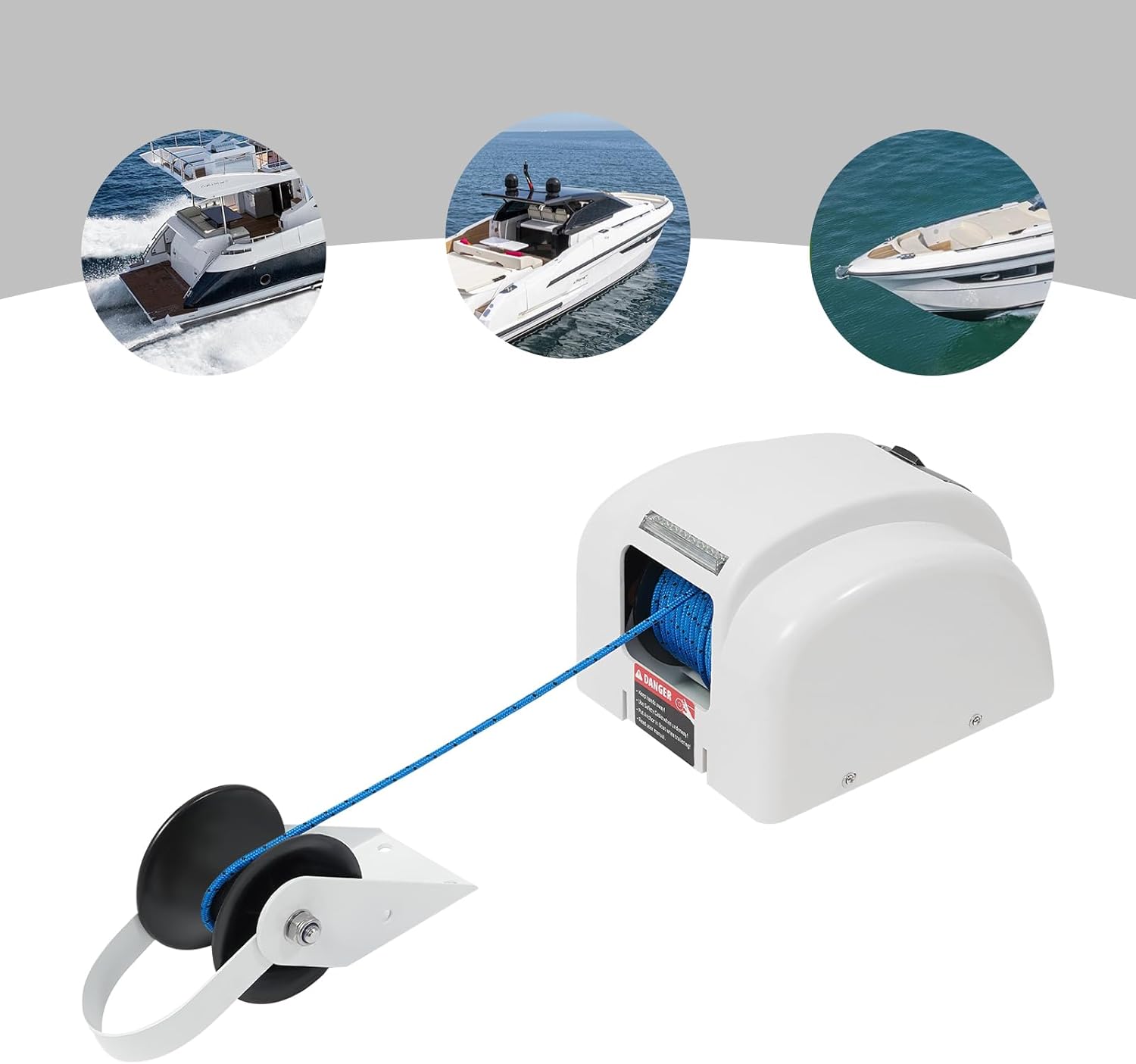 Electric Anchor Winch, 45LBS 12V Boat Motor Anchor Windlass kit Saltwater Anchor Windlass Kit with Remote Control &100ft Braided Rope for Fishing Boat Pontoon Boat