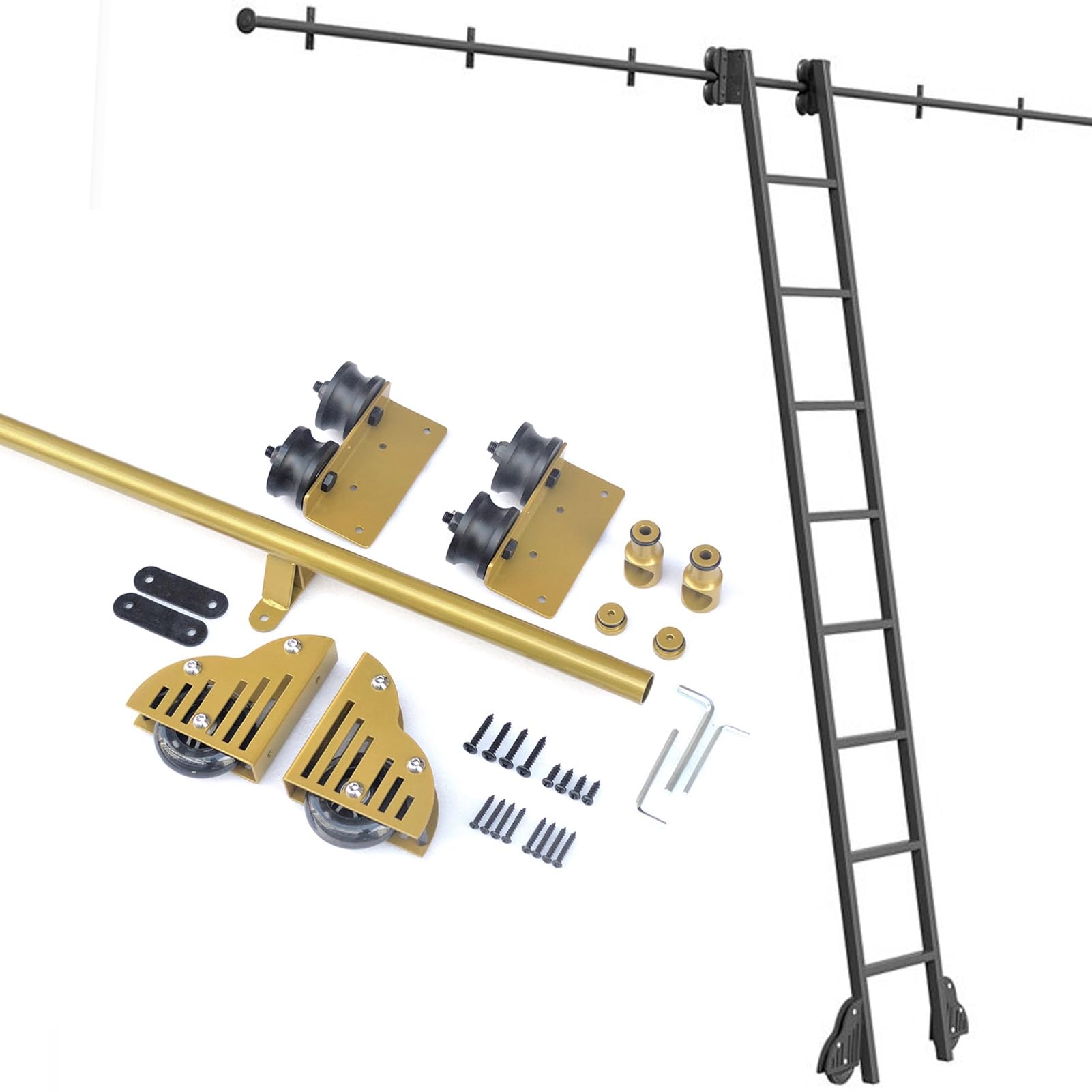 Kit de rails pour porte de grange coulissante tube rond doré 600 cm