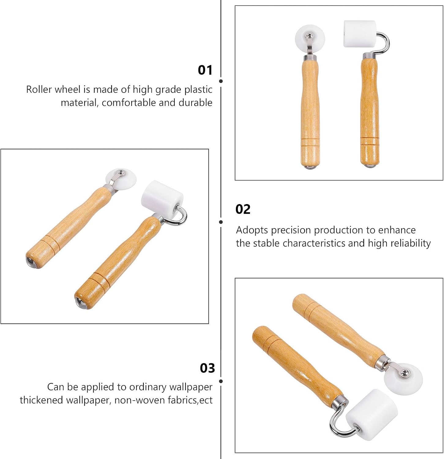 2Pcs Seam Roller Pressure Wheel Device Metal Hand Pressure Roller for Wallpaper Construction Tools Wall Treatment Supplies