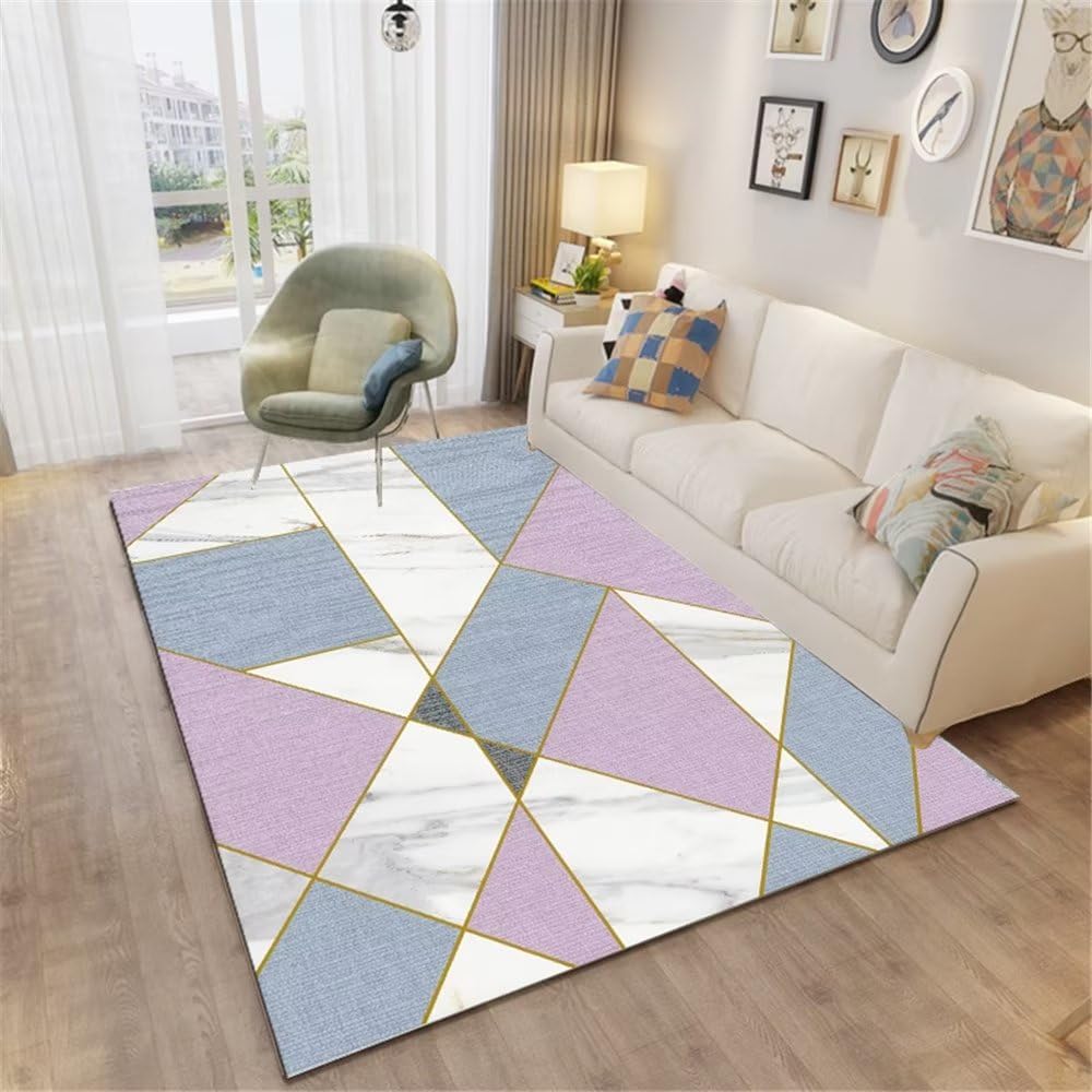 Tapis violet marbre géométrique 180x280 pour un salon élégant et moderne