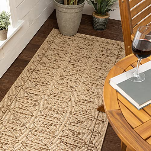 Well Woven Sturl Beige Indoor/Outdoor Flat Weave Pile Nordic Diamond Pattern (2'7" X 9'10" Runner) Runner Rug #TOP7