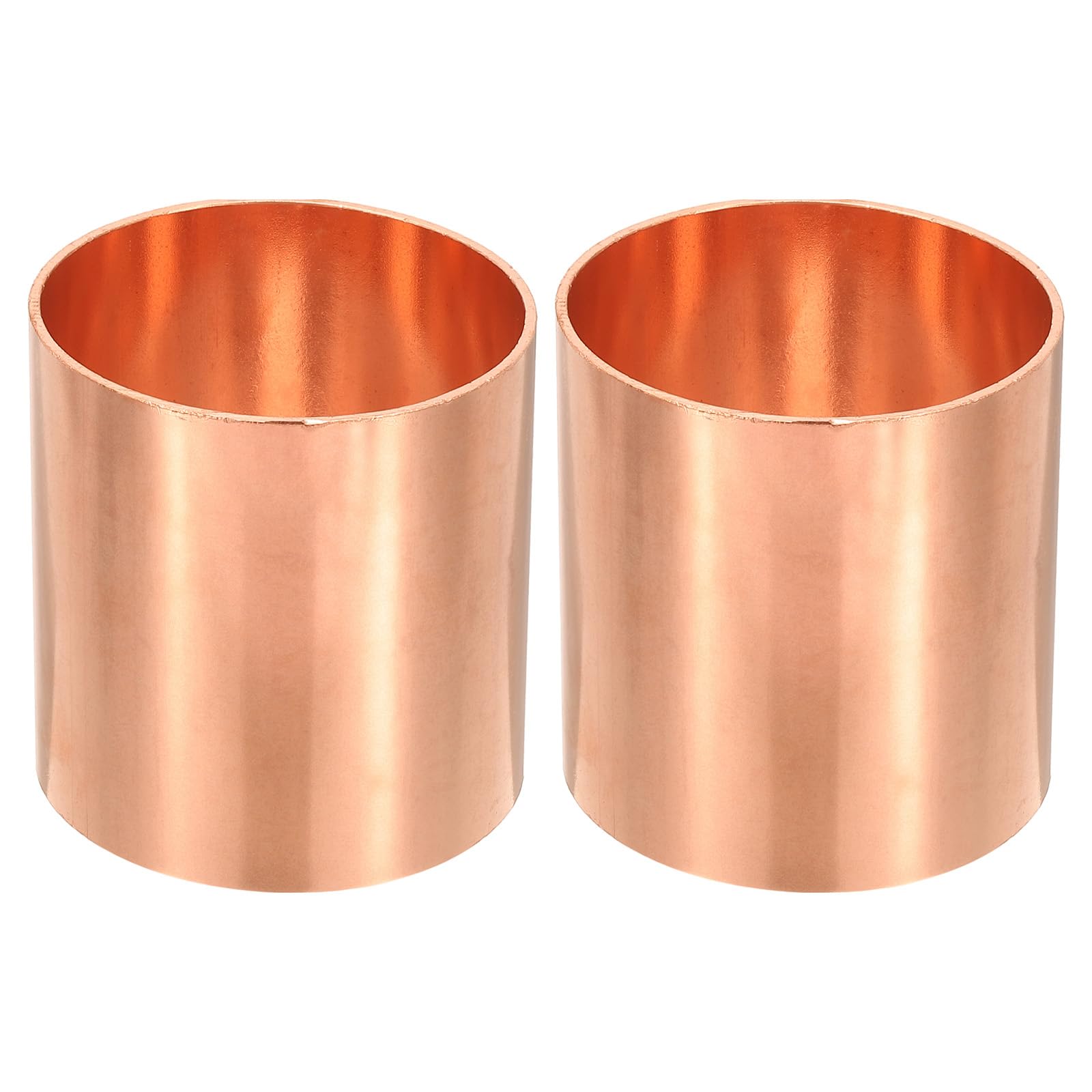 PATIKIL 3" Copper Coupling Fittings with Sweat Ends, 2 Pcs Straight Copper Pipe Fitting Coupler without Stop Solder Connection Welding Joint Connector
