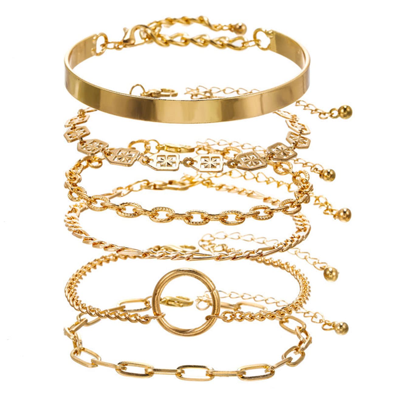 Pulseras para Hombres Pulseras para Mujeres Pulseras de Acero Inoxidable Mezclar y Combinar Juego de Hebillas Redondas geométricas de Varios Elementos