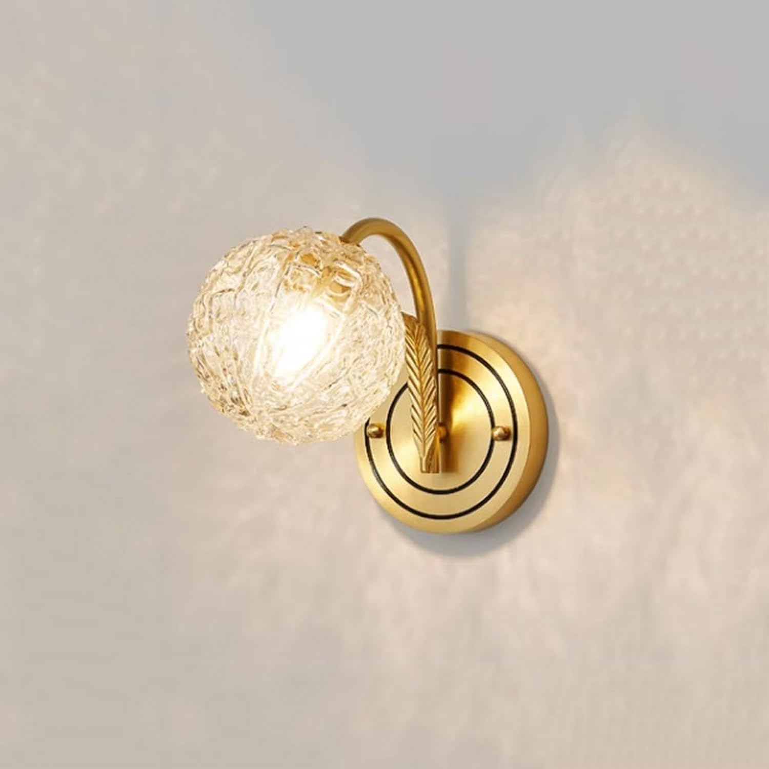 HPTHLY Wall Light Bedside Decor Lamp Brass Wall Mount Lights Home Bedside Wall Sconce With Glass Shade - Bathroom Hallway Wall Lighting Compatible With Home(A)