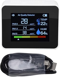 8 in 1 Color Screen Air Quality Monitor,Air Quality Monitor, CO2 Detector, Compact CO2 Detector for TVOC, HCHO, PM2.5, PM1.0, PM10 (White)