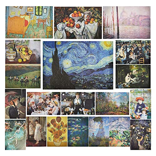 20 Count Famous Impressionist Wall Art Posters for Home Decor, Matte Laminated Unframed Fine Art Prints, 200gsm (13 x 19 in)