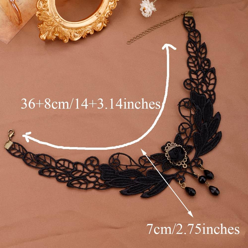 Missgrace Punk Dainty Black Flower Crystals Choker Necklace Boho Simple Short Lace Necklaces Fashion Rhinestones Chokers Vintage Necklace Black Chain for Women - Image 6