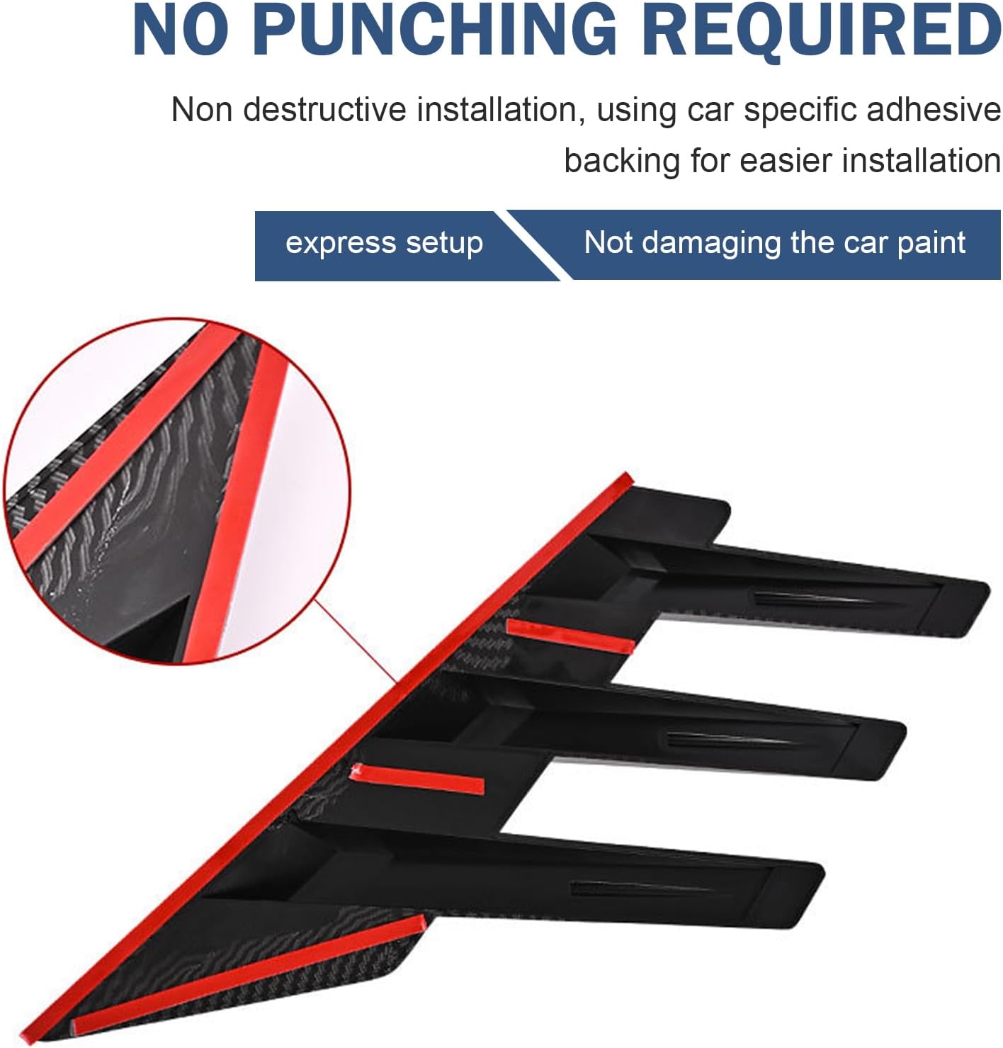 2 PCS Car Rear Window Air Knife Shaped Decals, Louvers Decorative Sticker, Racing Style Fender Decal, Automotive Upgrade & Modification Decorative Accessories (Gloss Black)