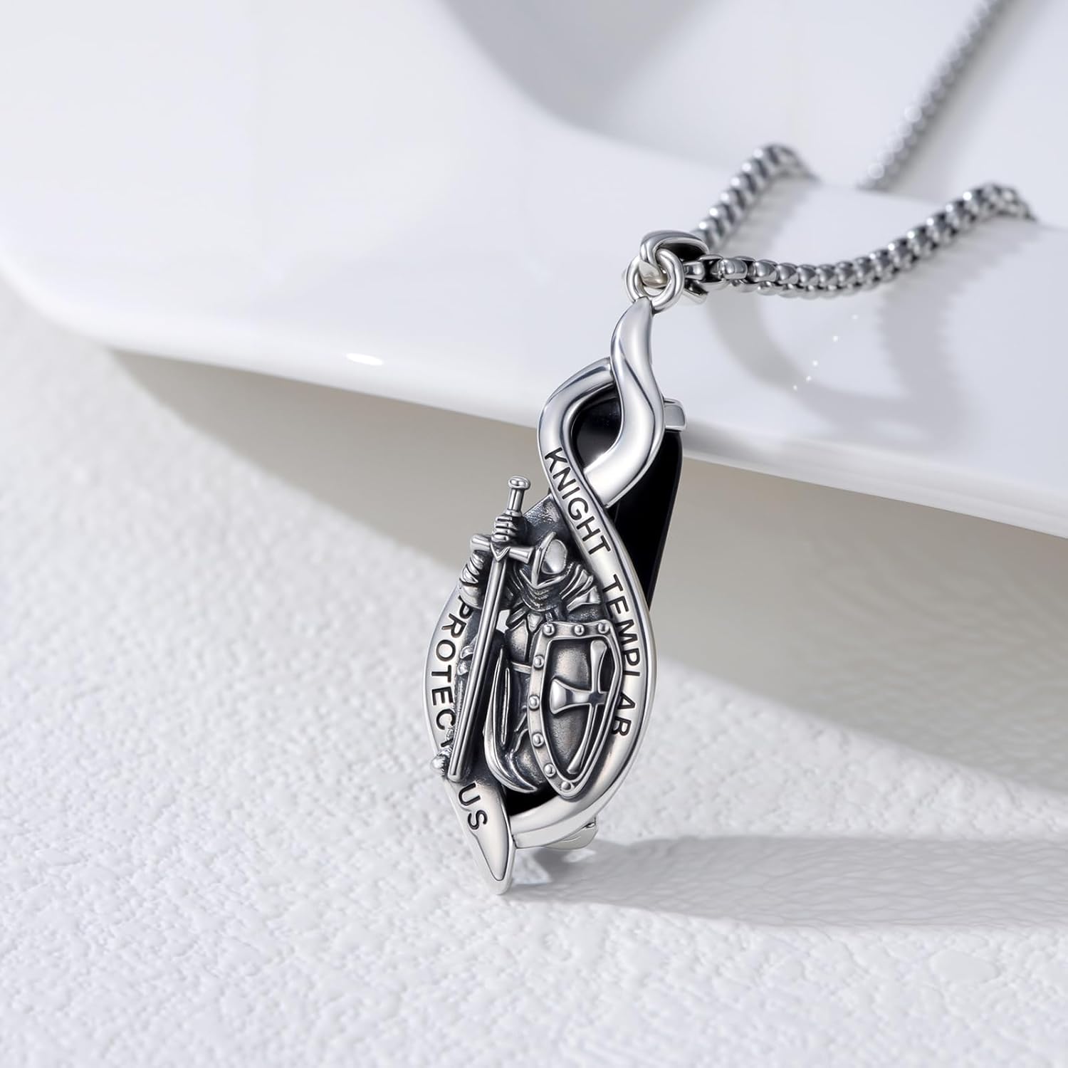 REDSUN 925 Sterling Silver Patron Amulet Necklace Jesus Cross/Knights Templar/St Michael/St Raphael/St George Protection Jewelry Gifts for Men Women, with Stainless Steel Chain - Image 3