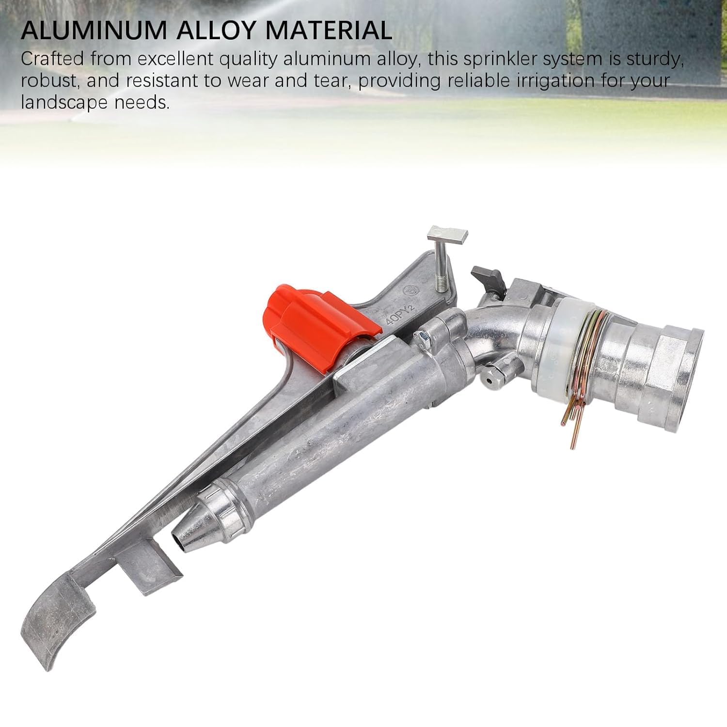 Pistola de riego de 2 pulgadas, aspersor ajustable de 360 grados con radio de 26 a 36 metros para riego de áreas grandes en granjas, huertos y jardines