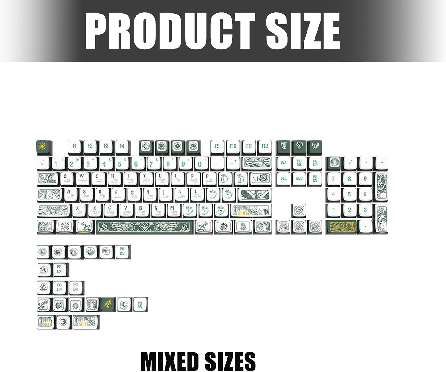 Ergonomic Keycap Set, Side Printed Keycaps for 61/65 / 75/98