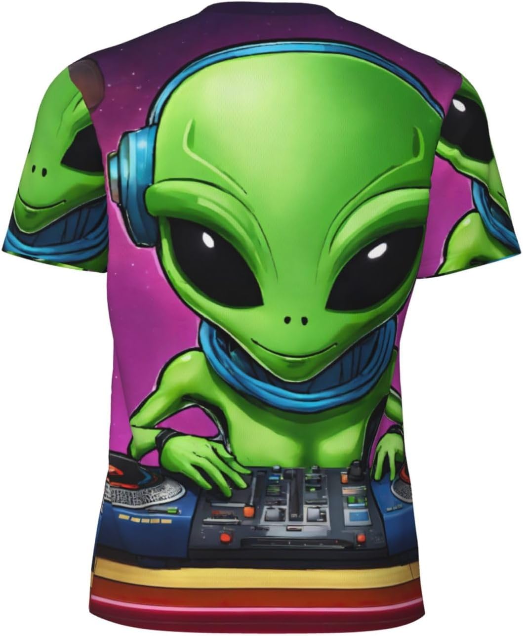 Green Alien Print Mens Short Sleeve Mesh T-Shirt Breathable Athletic Gym Running Casual Sports Wear