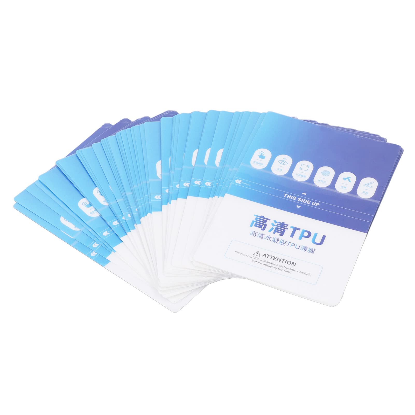 Película protectora de alta transmisión de luz con ajuste perfecto - 50 piezas Protector de pantalla transparente de película TPU para teléfonos móviles, relojes y cámaras -