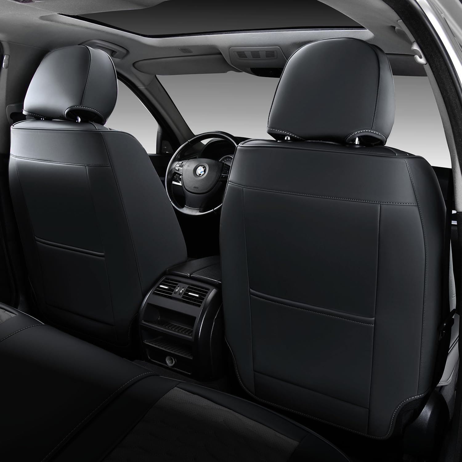 FLORICH Fundas de Asientos de Cuero, Fundas para Asientos Delanteros y Traseros, 5 Piezas Asientos para el Protector de Asientos del automóvil Universal para la mayoría de automóviles y Camiones