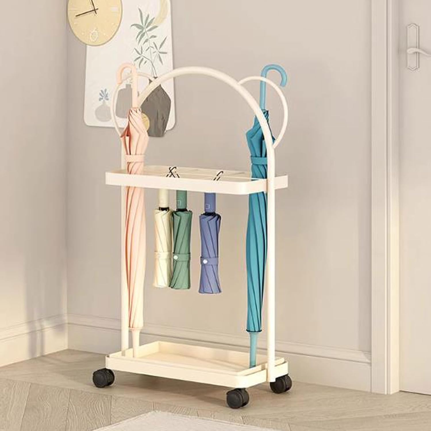 Large Capacity Umbrella Stand with Drip Tray, Commercial Umbrella Storage nizer for Home, Space-Saving Design with Wheels, Perfect for Entryways and Offices.