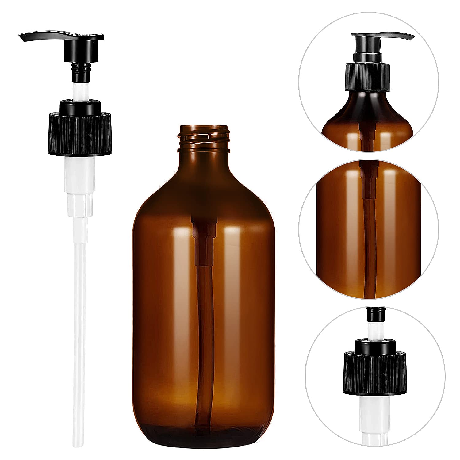 6 Flacons Pompe 300 Ml - Distributeur Savon Liquide Lotion - Avec Entonnoir Et étiquettes