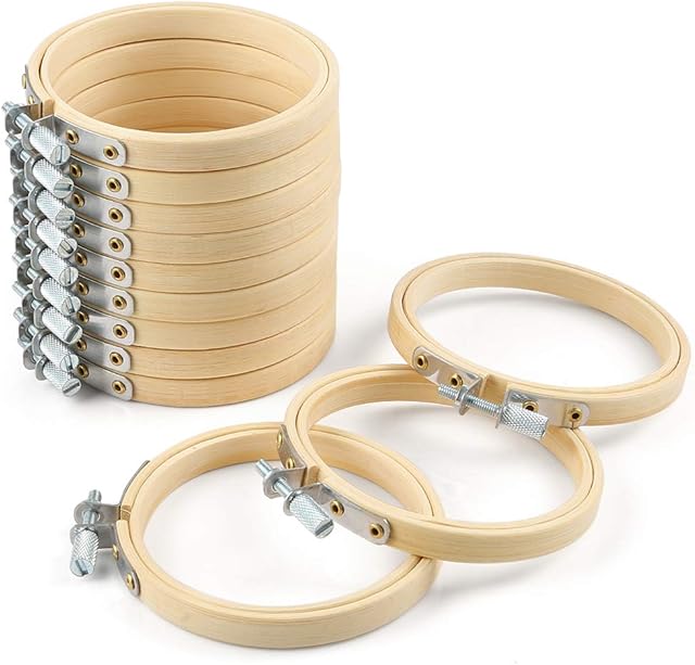 Caydo 12 Pieces 8cm/3 inch Embroidery Hoops Set Bulk Bamboo Circle Cross Stitch Hoop Round Ring (8cm/3 inch)