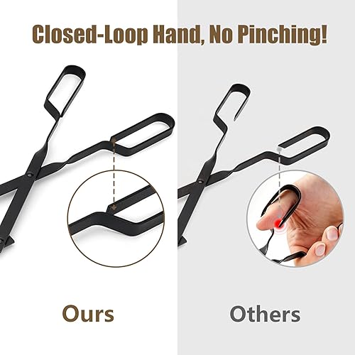 Miniatura 6 de AMAGABELI GARDEN & HOME Atizador de Hoguera de 32 Pulgadas de Largo y Tenazas para Chimenea de 26 Pulgadas, Juego de Herramientas Agarrador de