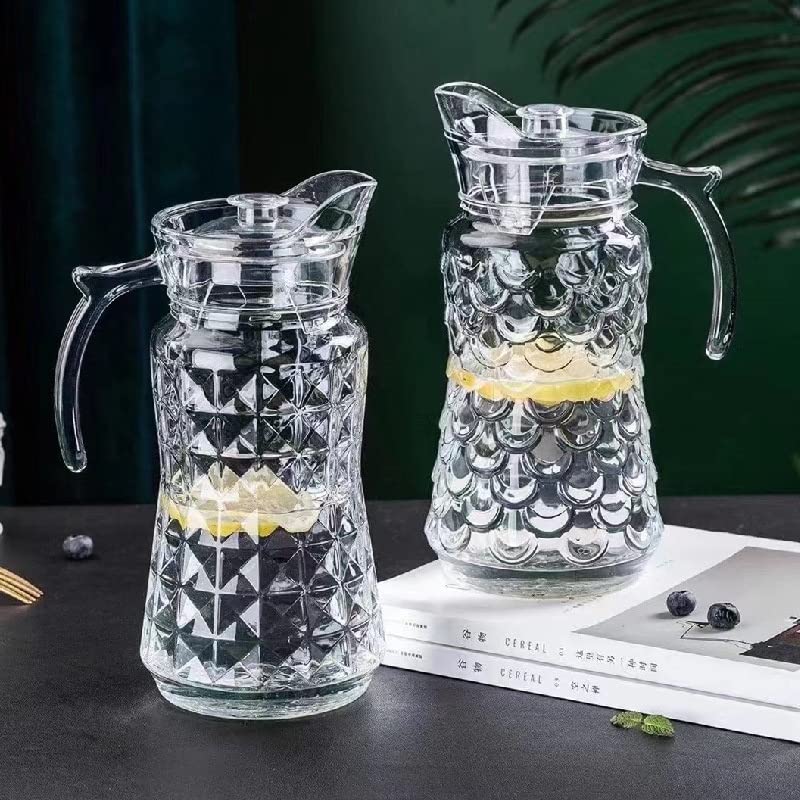Image of Premium Water and Juice Glasses and Jug Set Combo [6 Piece Glass 300ML & 1 Piece Jug 1.6 Liter] Transparent Pitcher Set for Dining Table, Home & Restaurant,Party (MTS - 24)