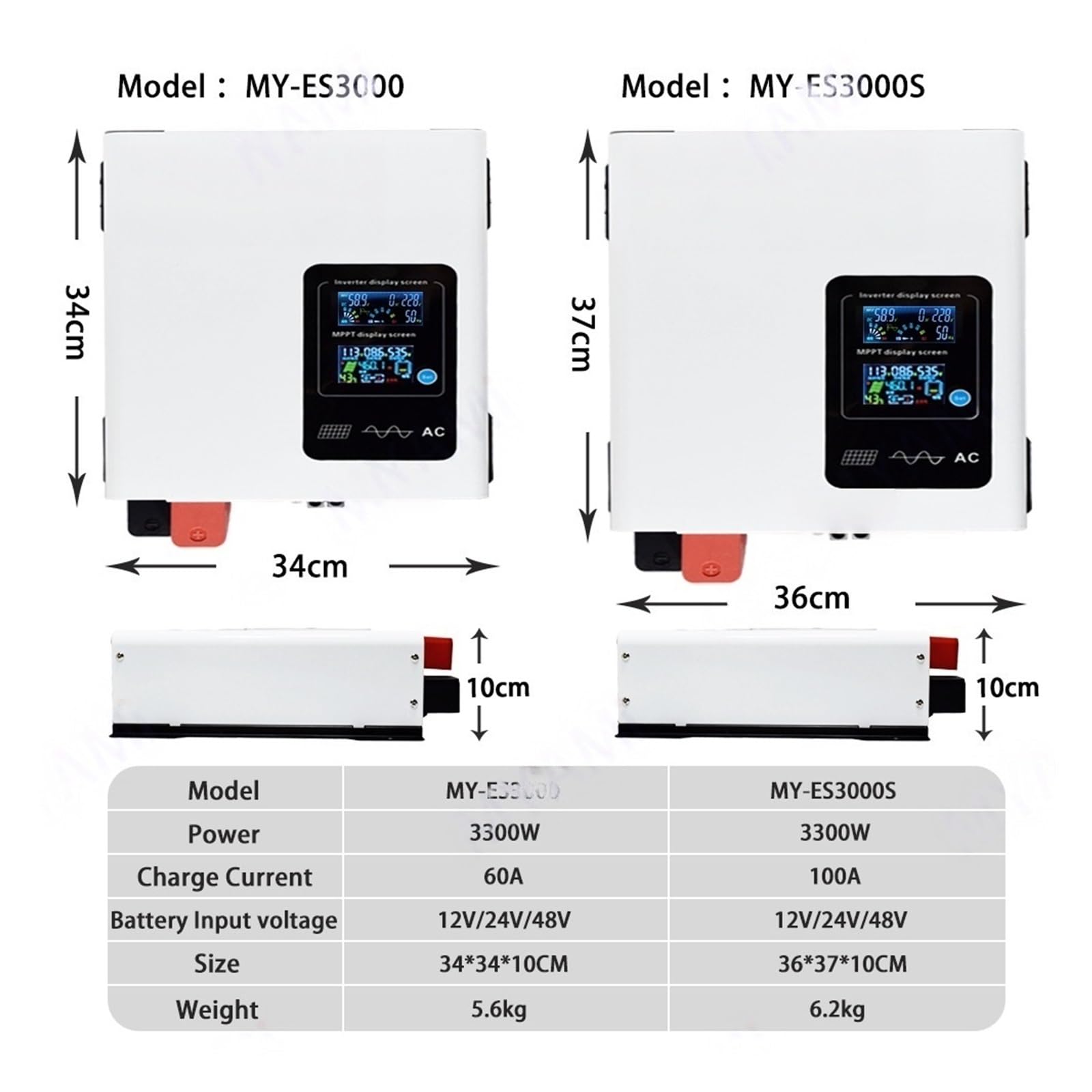 Inverter ibrido solare MPPT, inverter solare ad alta potenza MY-ES3000S | Inverter di energia solare tutto in uno da 12 V 24 V da 48 V a 110 V 220 V(48V to 110V)