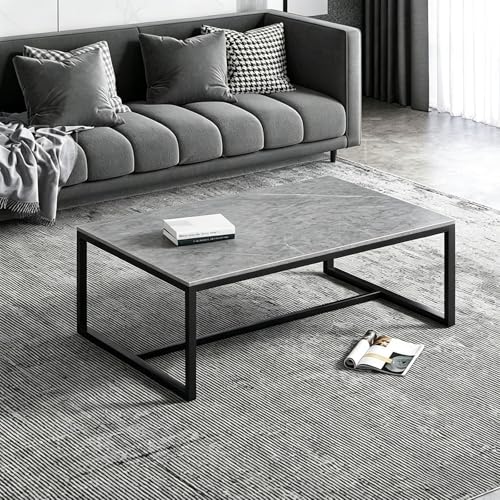 Table basse industrielle en métal avec grand plateau rectangle - 3
