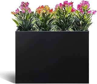 BAYN Metal Rectangular Planter Box Tall Planters for Outdoor Plants Mode...