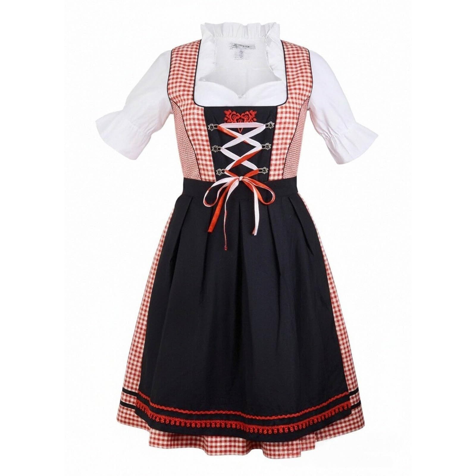Dirndl Grosse Grössen Lang Damen Große Größen Midi Oktoberfest Outfit Drindl Trachtenmode Für Dirndlkleid Rot Trachten Trachtenkleid Mit Bluse Dirndelkleider Dirndl-Komplettsets