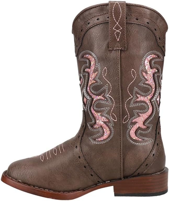 ROPER Kids Girls Lexi Rhinestone Square Toe Casual Boots Mid Calf - Brown - Size 11 M