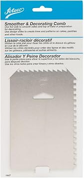 Ateco Decorating Comb & Icing Smoother, 4 Sided Baking Supplies, 6 x 3.75, Silver