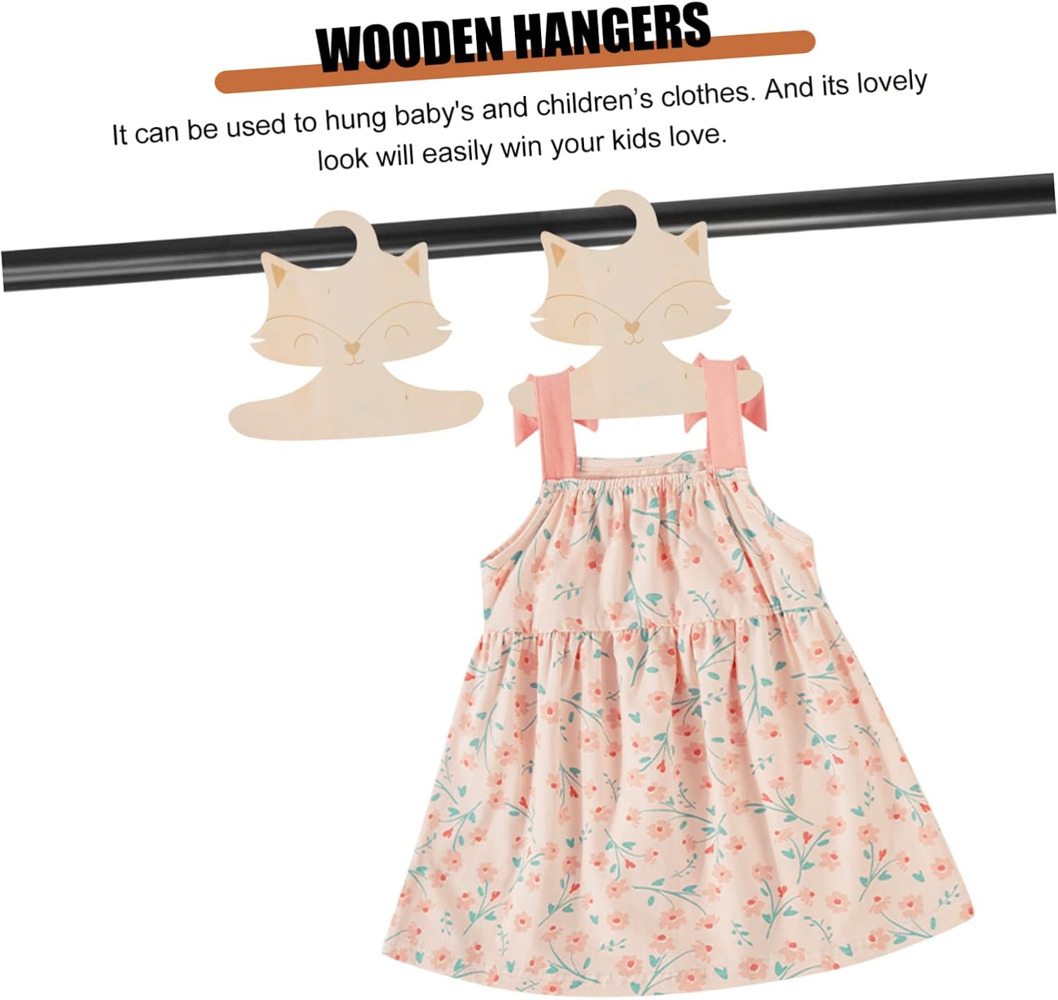 10 Pcs Wooden Fox Hangers for Boy Girl Clothes and Baby Jackets
