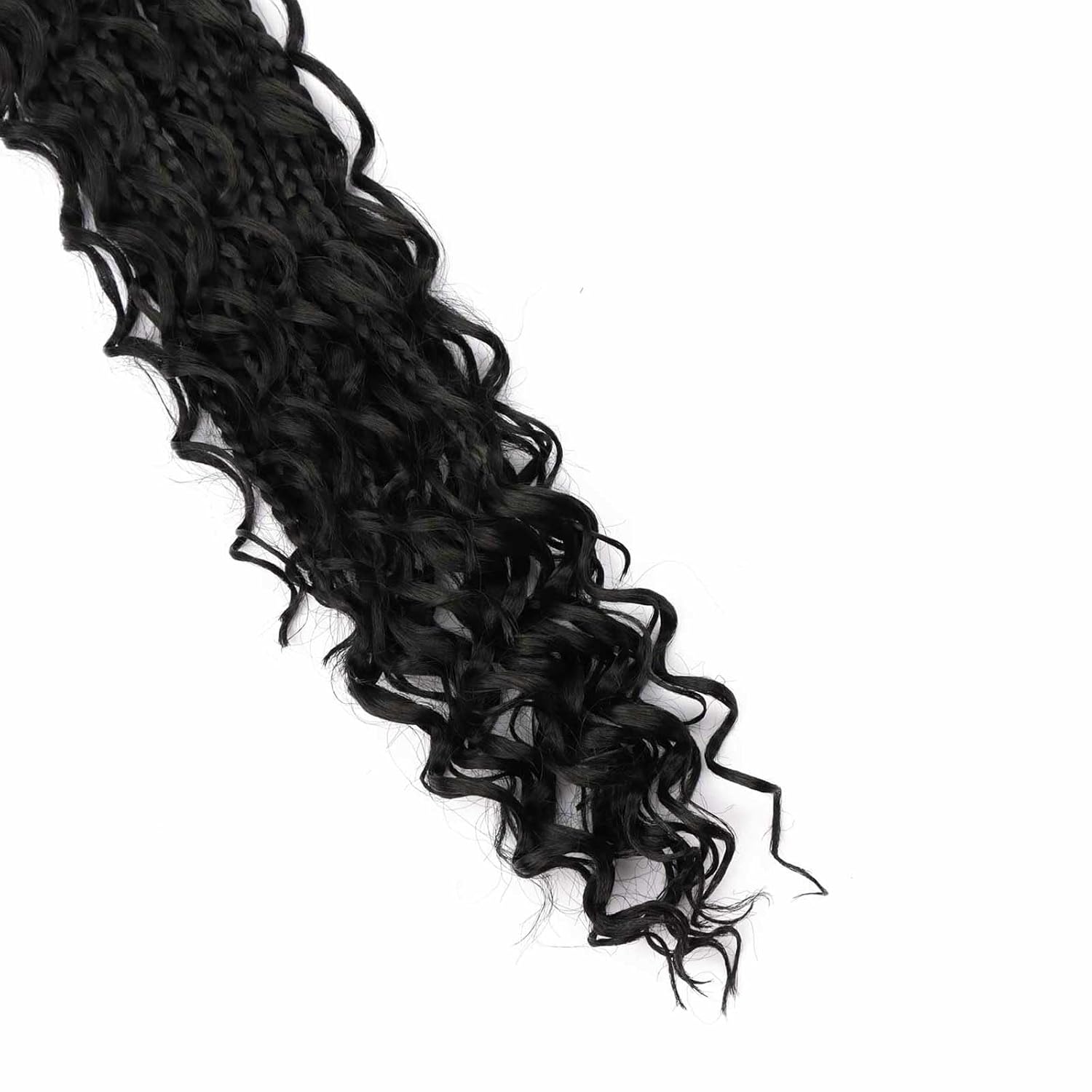 8 Packs Crochet Box Braids with Curly Ends 24 Inch Boho Braids Bohemian Box Braid Hair Goddess Box Braids Crochet Hair for Women (1B, 24 inch 8 pack)