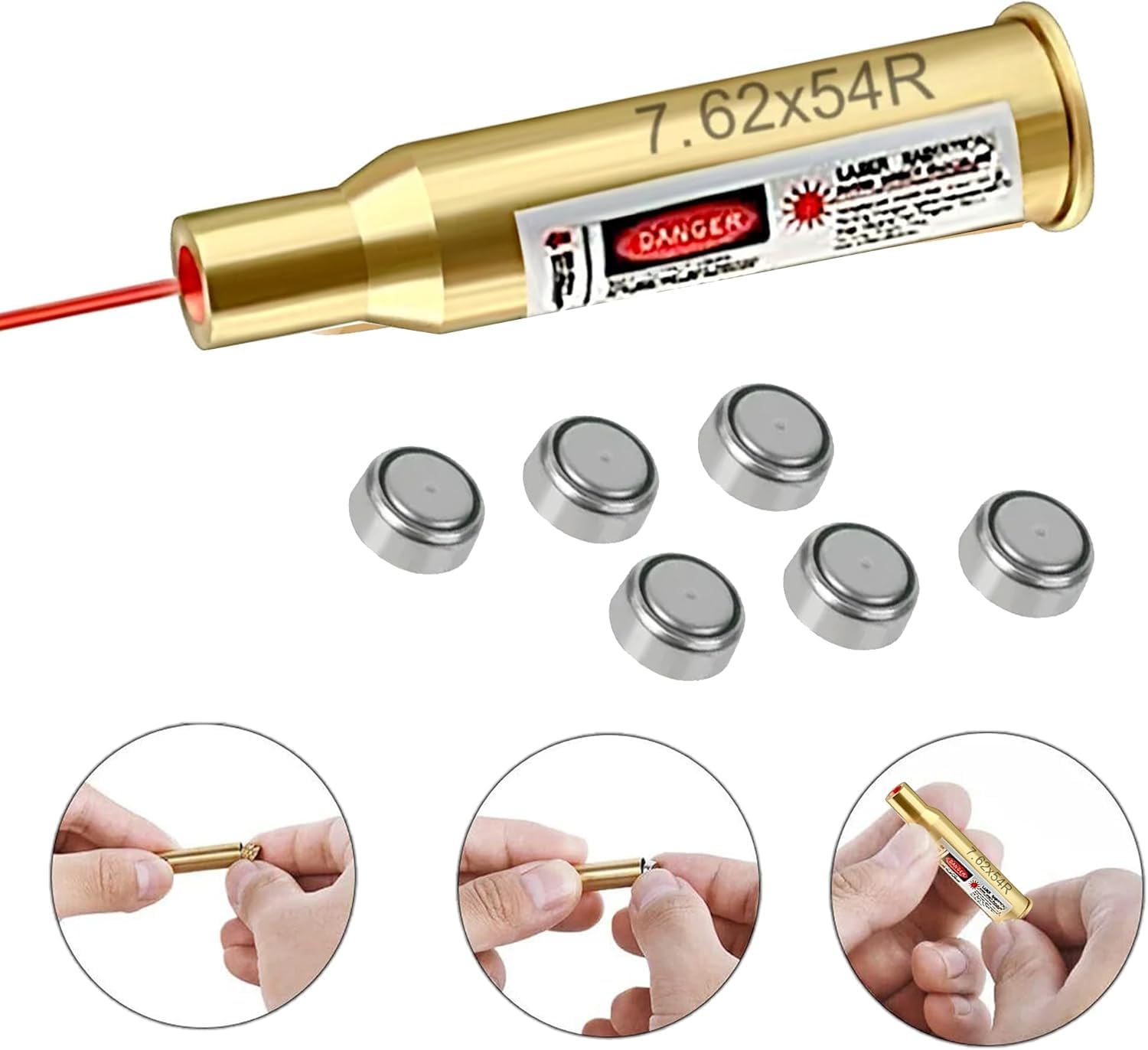 360 Tactical Red Dot 7.62x54R Laser Bore Sighter Boresight Hunting Tool 7.62 x 54r Cartridge Bore Sight Red Laser boresighter Red Dot 7.62x54R Laser Bore Sighter Boresight Hunting Tool