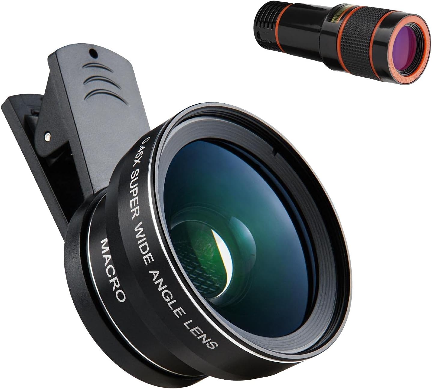 GeToo Phone Camera Lens - 12.5X Macro Lens and 0.45x Wide Angle Lens Kit for iPhone, Samsung, Pixel, Bundle with 12x Telephoto Lens