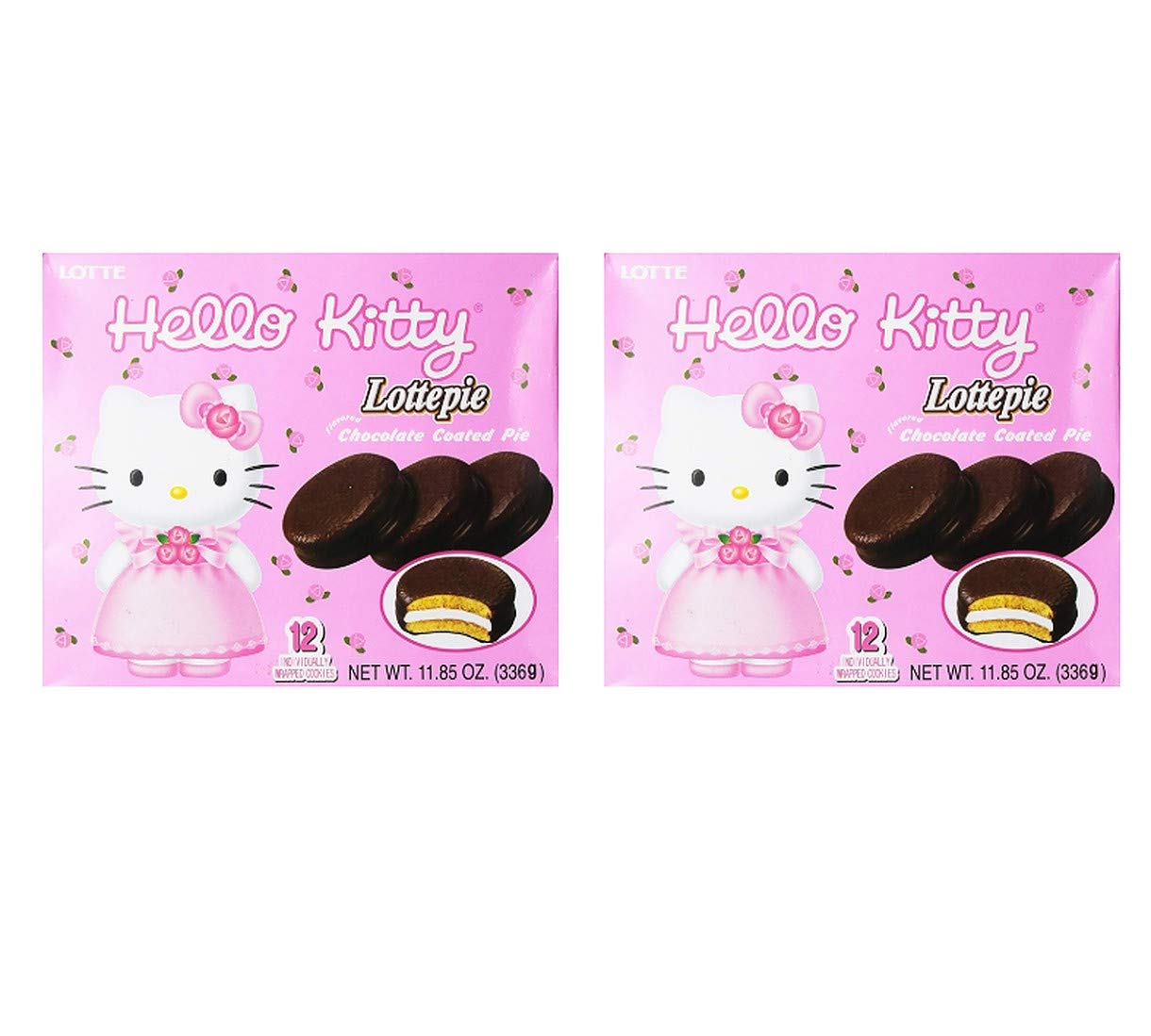Hello Kitty Lottepie Chocolate Coated Pie (2 Pack, Total of 672g)