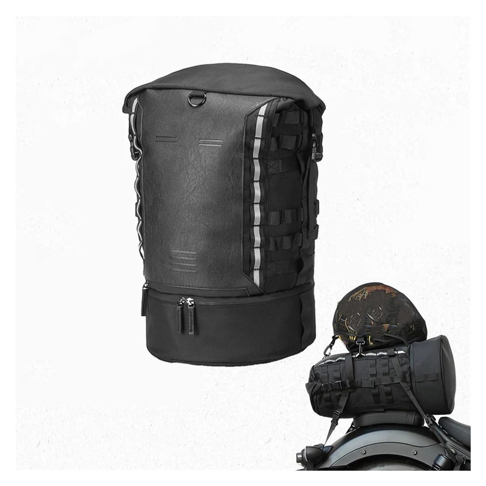 Bolsa De Moto Bolsa Sissy Bar Motocicleta Capacidad Ampliable Asiento Trasero Rollo Superior Almacenamiento Equipaje Impermeable Turismo Bolsa de Viaje para Moto