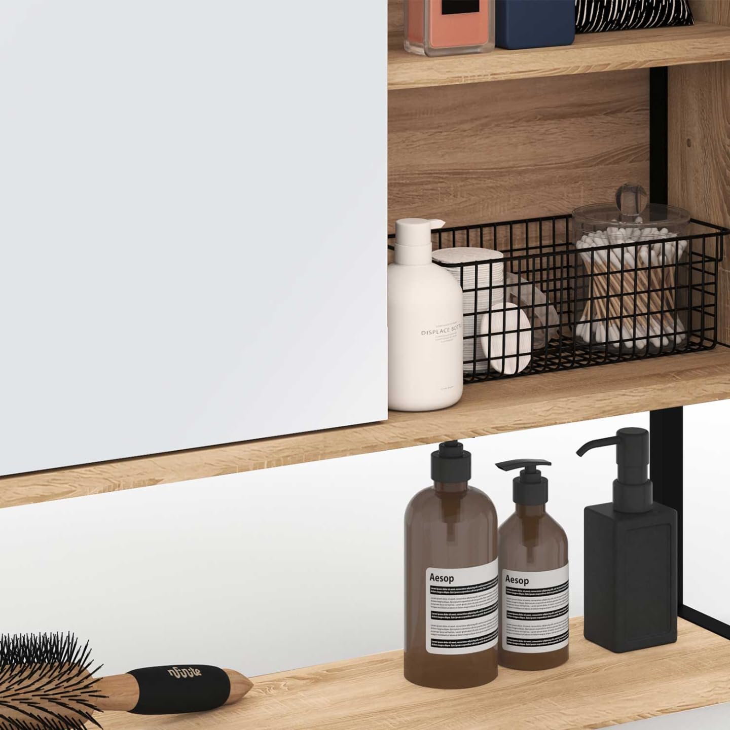 IDMarket - Meuble de Rangement Suspendu avec Miroir pour Salle de Bain Detroit Design Industriel