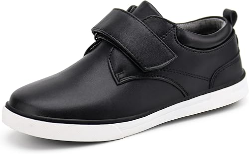 firelli Mocasines para niños con velcro para uniforme escolar, zapatos de vestir casuales Oxford para niños