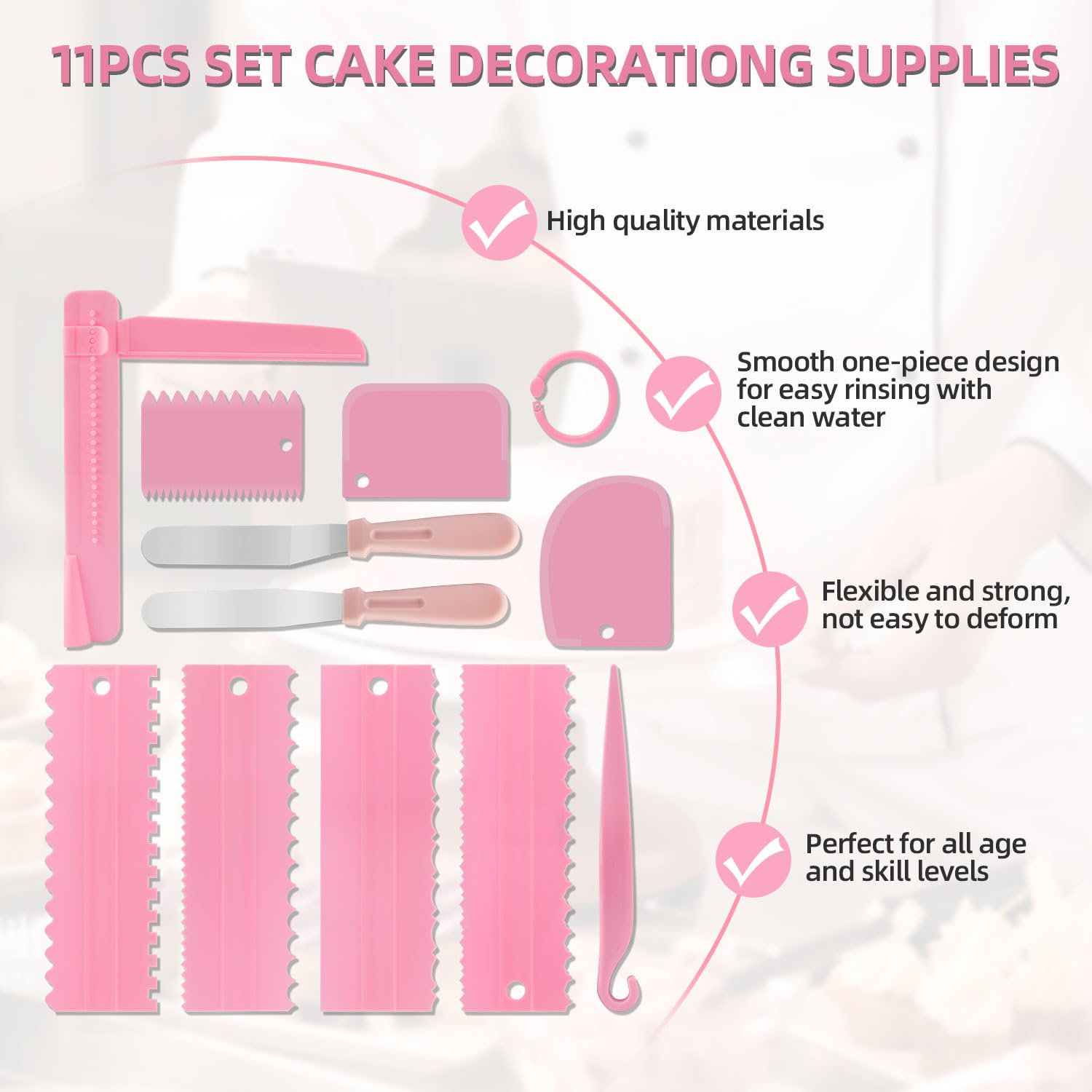 PME - Raschietto laterale a righe per decorazione di torte, 25,4 cm, trasparente