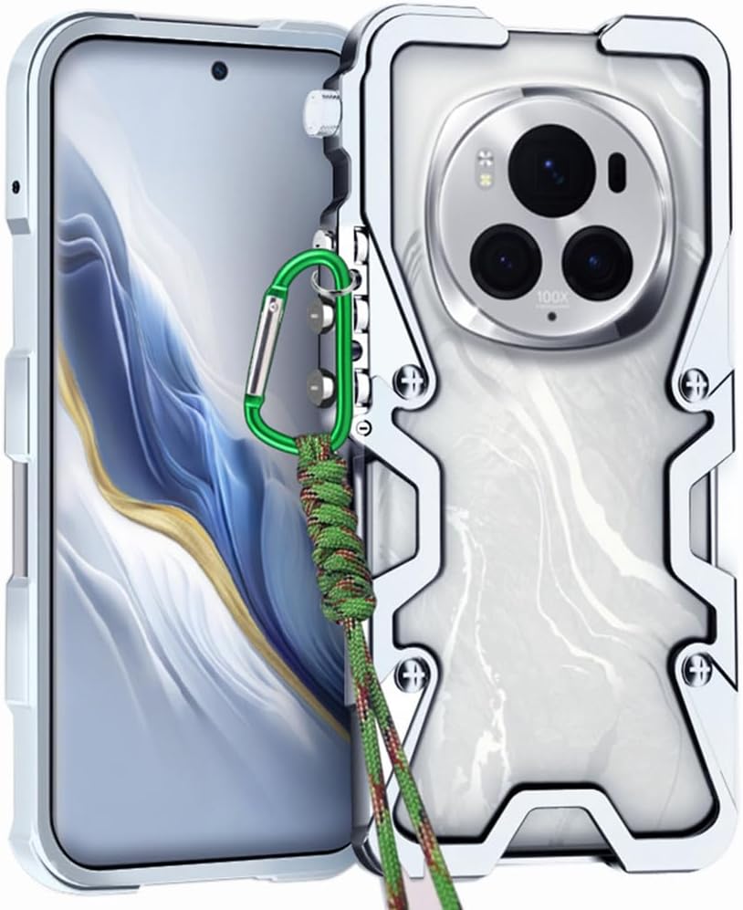 Case for Honor Magic6 Pro, Magic 6 Pro Metal Border Cell Phone Cover, Mobile Phone Shell -Silvery