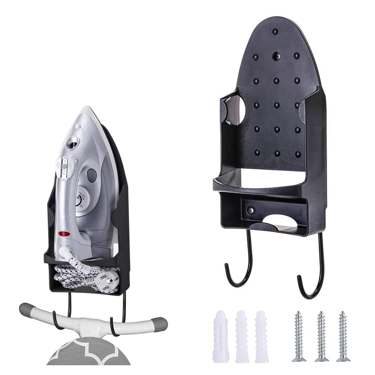 Sponsored Ad – Khazna Ironing Board Holder Wall Mounted Storage Organizer, Electric Iron Holder Household Bathroom Shelf with Heat Resistant Tray Storage Organizer Easily Mount Against Wall (Black)