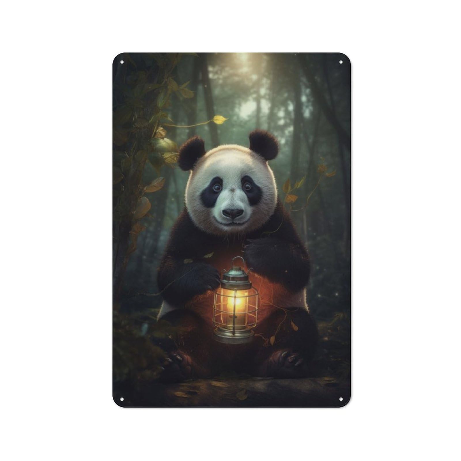 Junmoney Magical Panda Glowing Lamp Metal Wall Sign 30X20cm Featuring For Home Bar Wall, Suited To Bar Sign Collectors
