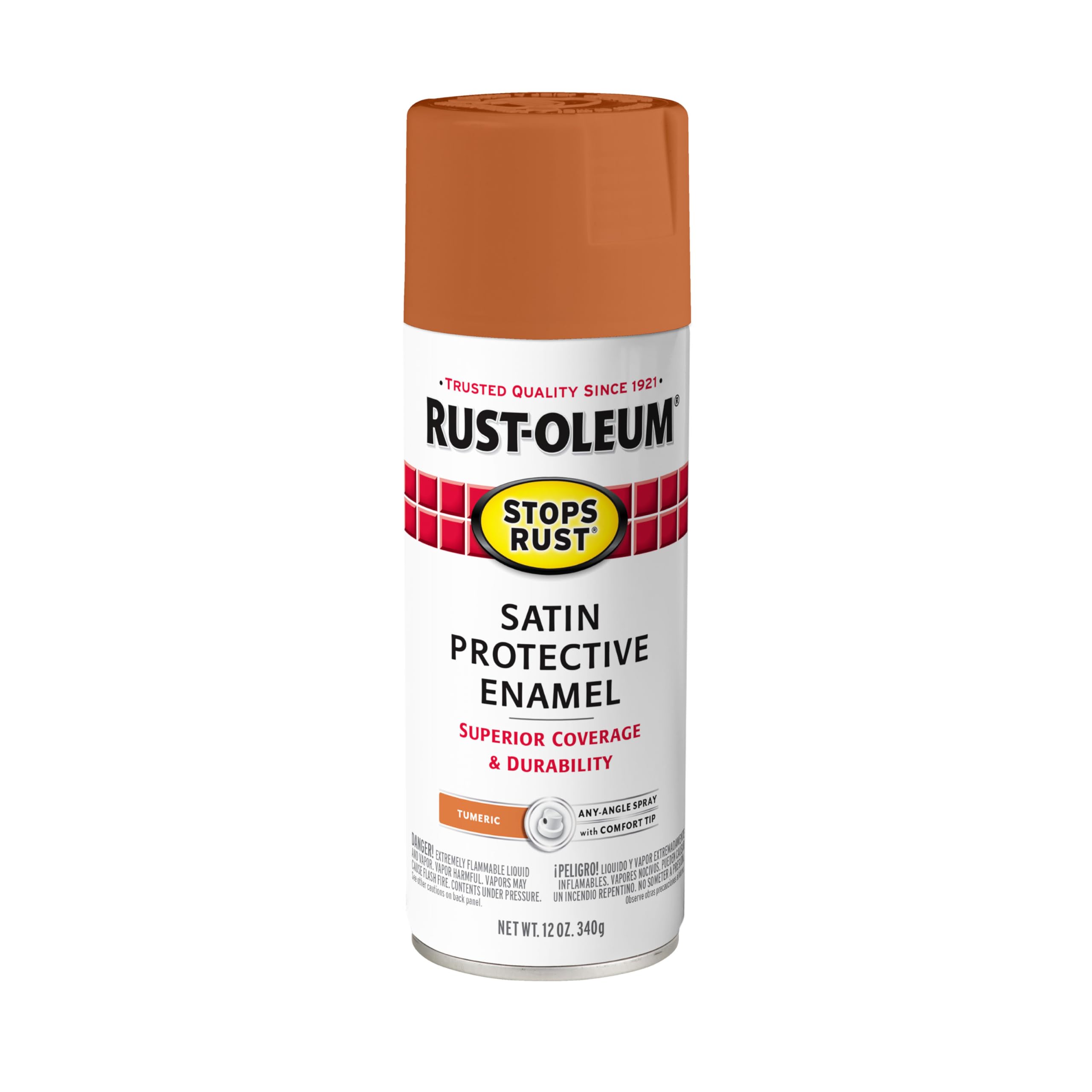 Rust-Oleum 369193 Stops Rust Spray Paint, 12 oz, Satin Turmeric