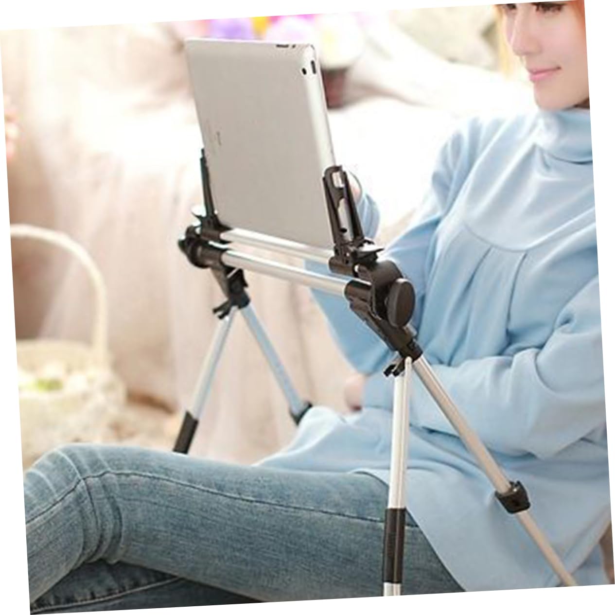 Angoily Soporte De Tablet Plegable y Ajustable Soporte para Tablet Pc y Móvil Diseño Multifuncional para Uso Mesa y Cama