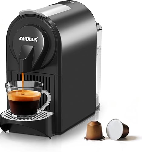 CHULUX Mini máquina de café expreso, cafetera de 20 bares de una sola taza, modos de preparación dual para espresso y lungo, preparación rápida de
